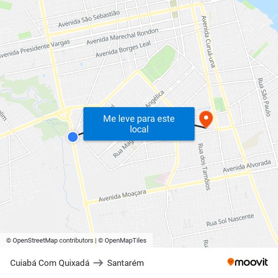 Cuiabá Com Quixadá to Santarém map