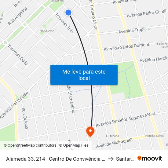 Alameda 33, 214 | Centro De Convivência Do Idoso to Santarém map