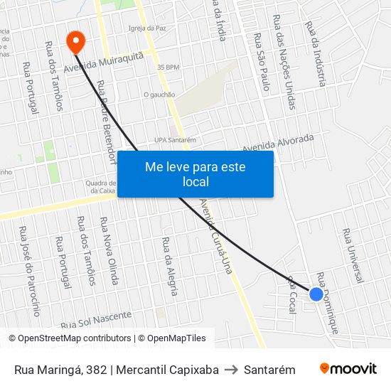 Rua Maringá, 382 | Mercantil Capixaba to Santarém map