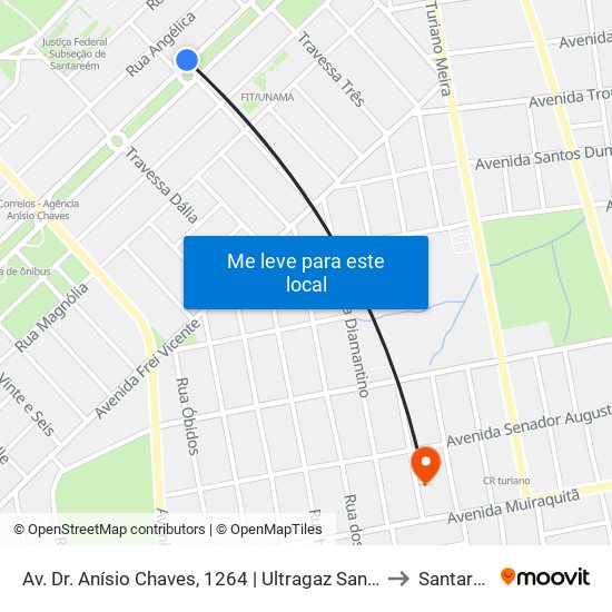 Av. Dr. Anísio Chaves, 1264 | Ultragaz Santarém to Santarém map
