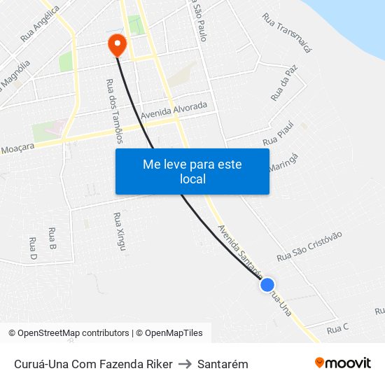 Curuá-Una Com Fazenda Riker to Santarém map