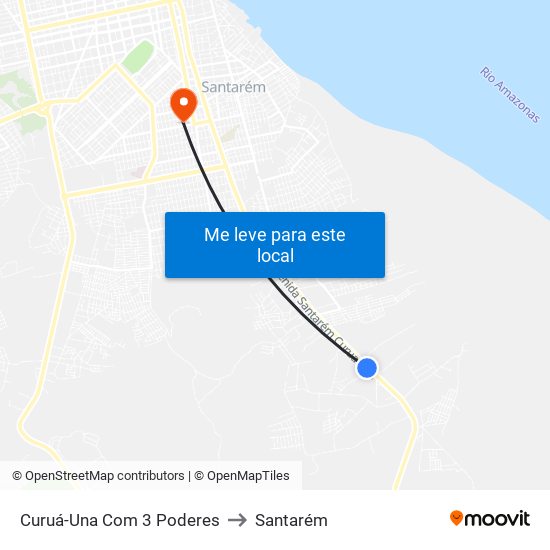 Curuá-Una Com 3 Poderes to Santarém map