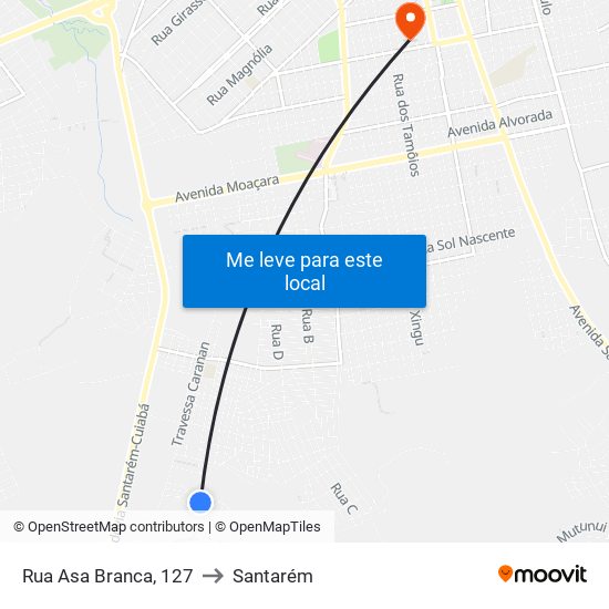 Rua Asa Branca, 127 to Santarém map