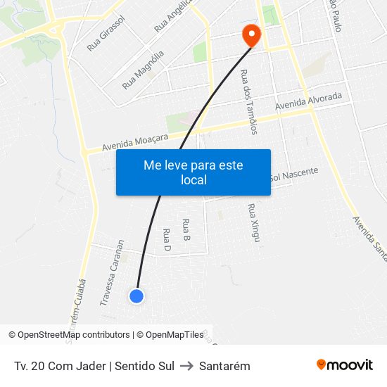 Tv. 20 Com Jader | Sentido Sul to Santarém map