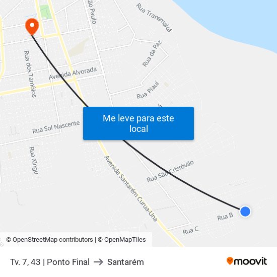 Tv. 7, 43 | Ponto Final to Santarém map