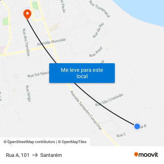 Rua A, 101 to Santarém map