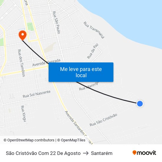 São Cristóvão Com 22 De Agosto to Santarém map