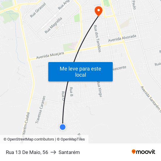 Rua 13 De Maio, 56 to Santarém map