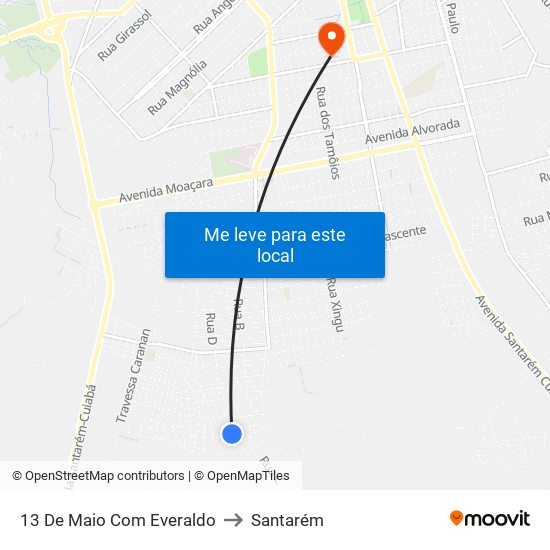 13 De Maio Com Everaldo to Santarém map