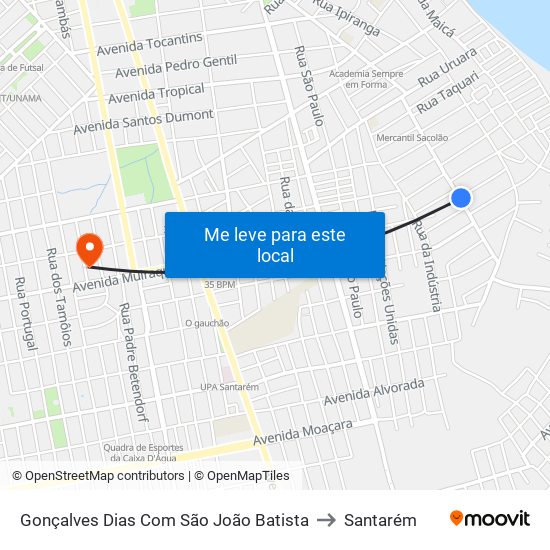 Gonçalves Dias Com São João Batista to Santarém map