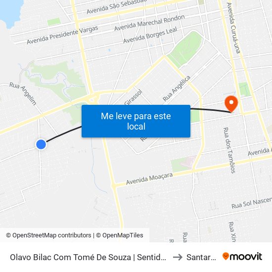 Olavo Bilac Com Tomé De Souza | Sentido Oeste to Santarém map