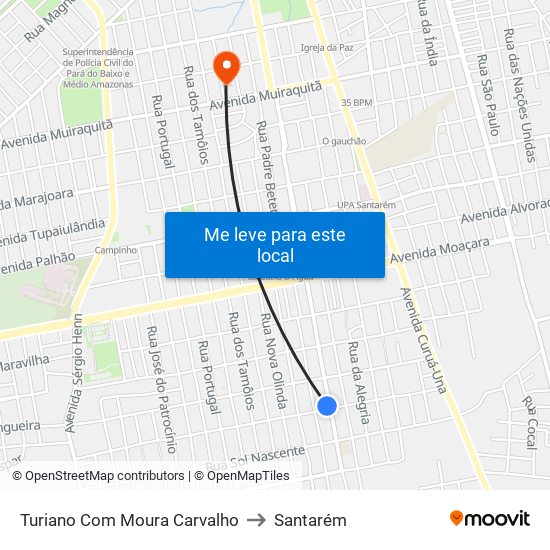 Turiano Com Moura Carvalho to Santarém map