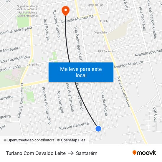 Turiano Com Osvaldo Leite to Santarém map