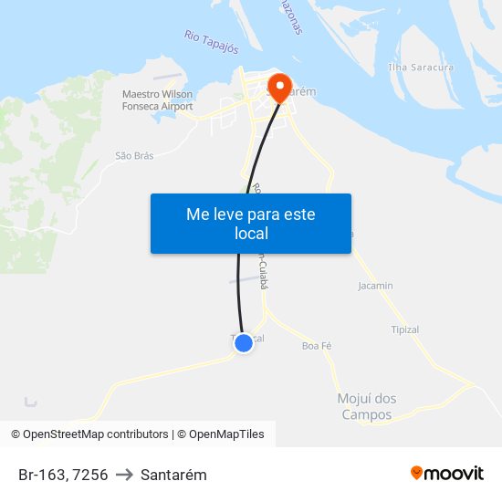 Br-163, 7256 to Santarém map