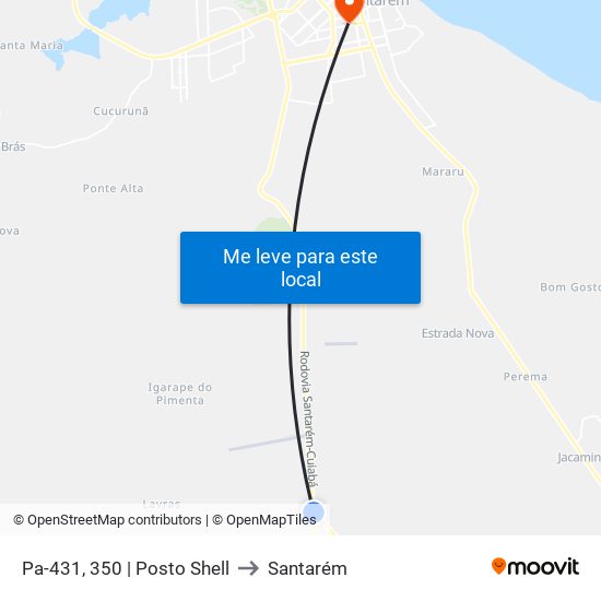 Pa-431, 350 | Posto Shell to Santarém map