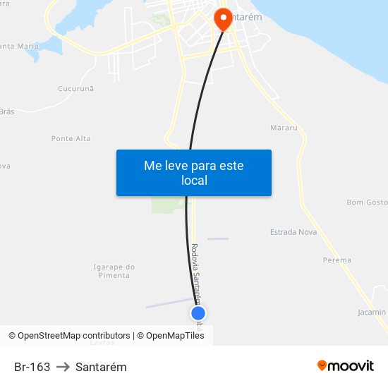 Br-163 to Santarém map