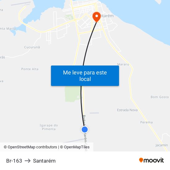 Br-163 to Santarém map