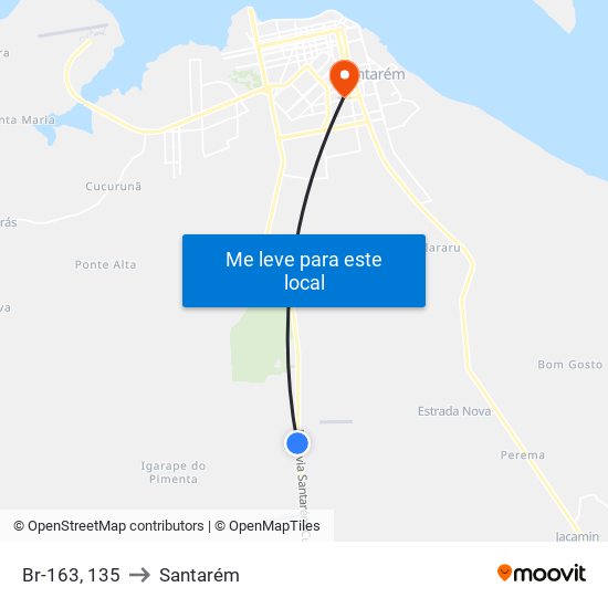 Br-163, 135 to Santarém map