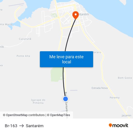 Br-163 to Santarém map