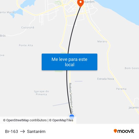 Br-163 to Santarém map