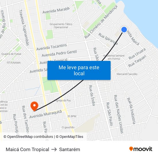 Maicá Com Tropical to Santarém map