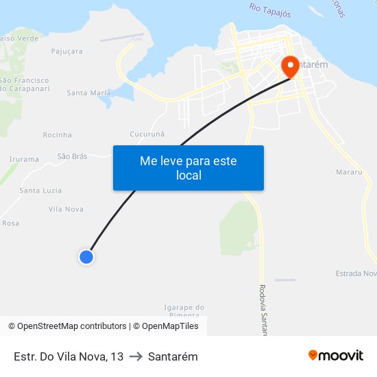 Ramal to Santarém map