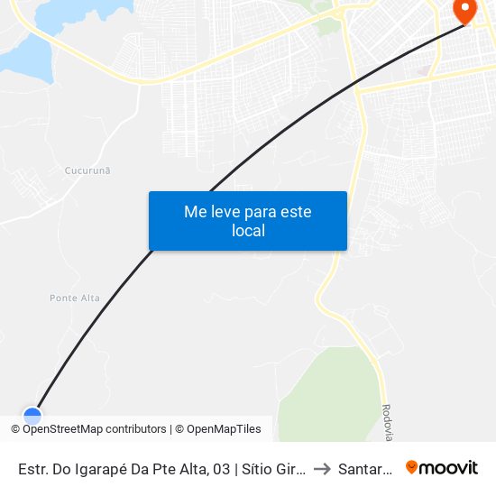 Estr. Do Igarapé Da Pte Alta, 03 | Sítio Girassol to Santarém map