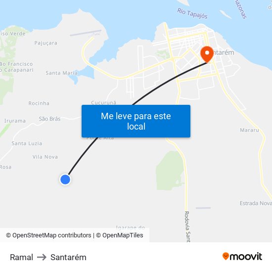Ramal to Santarém map