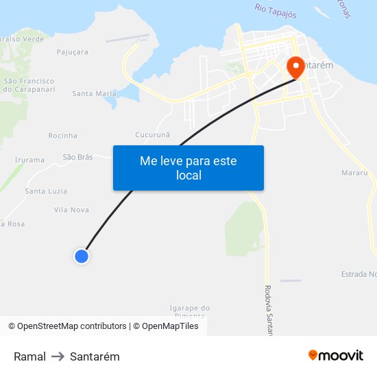 Ramal to Santarém map