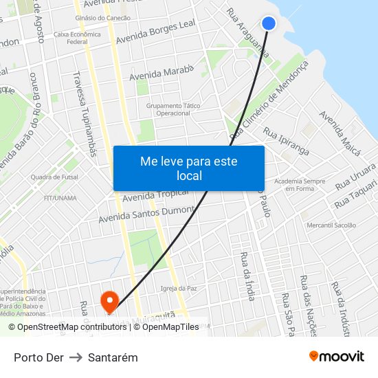 Porto Der to Santarém map