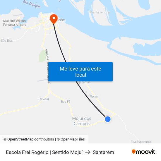 Escola Frei Rogério | Sentido Mojuí to Santarém map