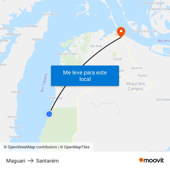 Maguari to Santarém map