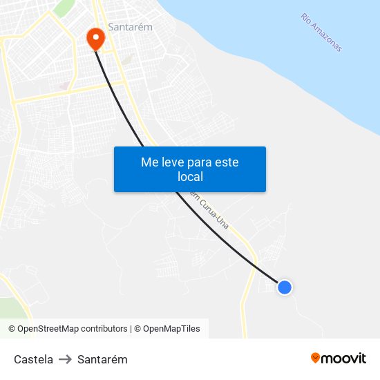 Castela to Santarém map