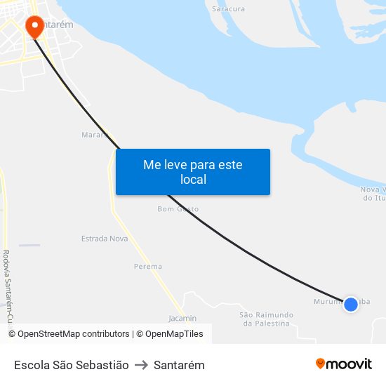 Escola São Sebastião to Santarém map