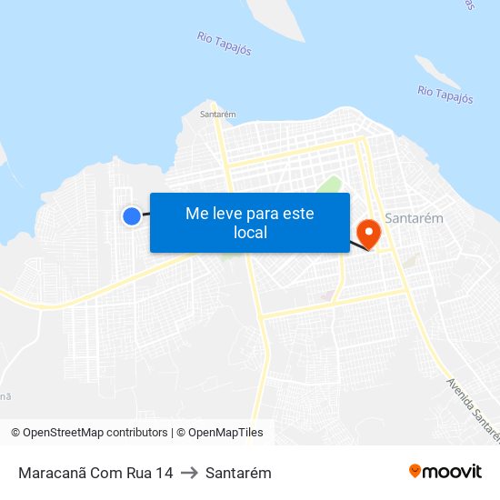 Maracanã Com Rua 14 to Santarém map