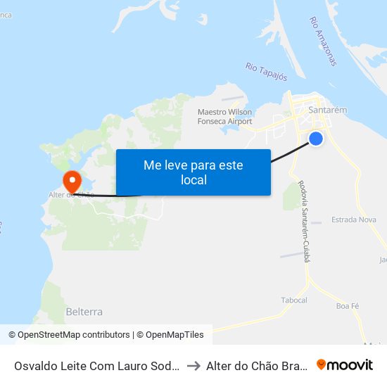 Osvaldo Leite Com Lauro Sodré to Alter do Chão Brazil map