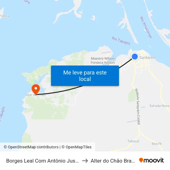 Borges Leal Com Antônio Justa to Alter do Chão Brazil map