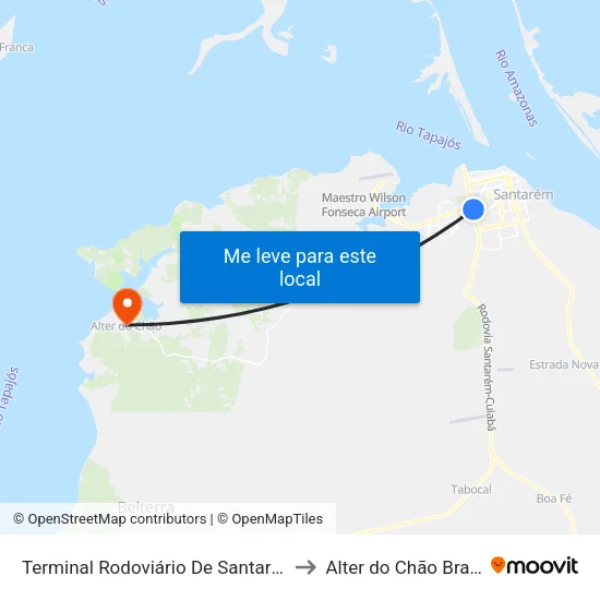 Terminal Rodoviário De Santarém to Alter do Chão Brazil map