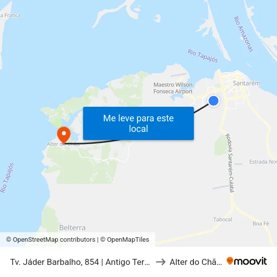 Tv. Jáder Barbalho, 854 | Antigo Term. Santarenzinho to Alter do Chão Brazil map
