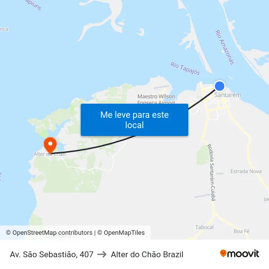 Av. São Sebastião, 407 to Alter do Chão Brazil map
