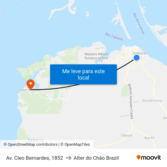 Av. Cleo Bernardes, 1852 to Alter do Chão Brazil map