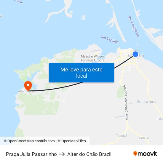 Praça Julia Passarinho to Alter do Chão Brazil map