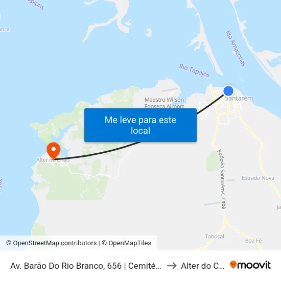 Av. Barão Do Rio Branco, 656 | Cemitério Nsa Senhora Dos Mártires to Alter do Chão Brazil map