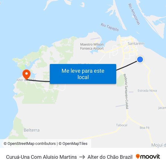 Curuá-Una Com Aluísio Martins to Alter do Chão Brazil map