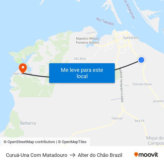 Curuá-Una Com Matadouro to Alter do Chão Brazil map