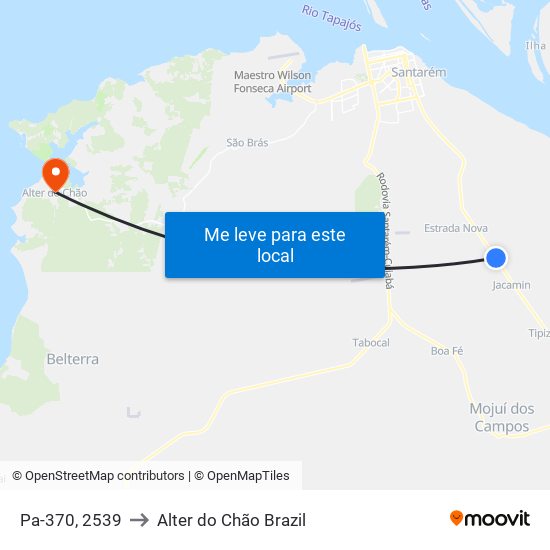 Pa-370, 2539 to Alter do Chão Brazil map
