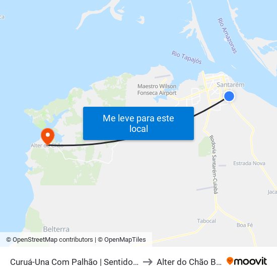 Curuá-Una Com Palhão | Sentido Norte to Alter do Chão Brazil map