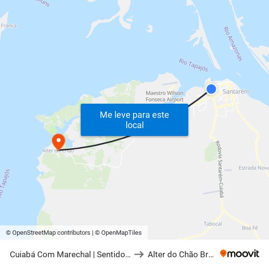 Cuiabá Com Marechal | Sentido Sul to Alter do Chão Brazil map