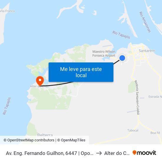 Av. Eng. Fernando Guilhon, 6447 | Oposto Ao Rio Tapajós Shopping to Alter do Chão Brazil map