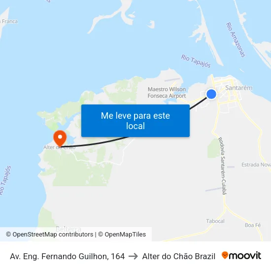 Av. Eng. Fernando Guilhon, 164 to Alter do Chão Brazil map